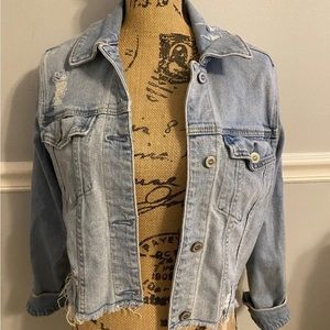 Hollister denim cropped jean jacket medium